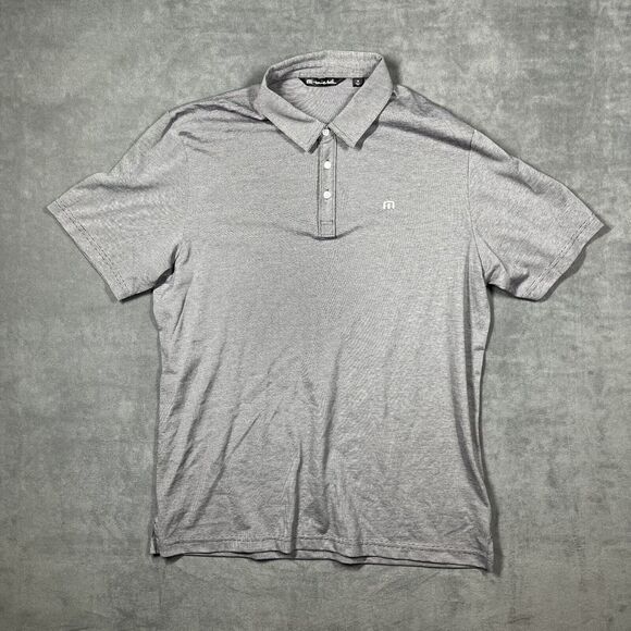 Travis Mathew Polo Shirt Men's XL Gray Pique Logo Collared Short Sleeve Golf - Picture 1 of 7
